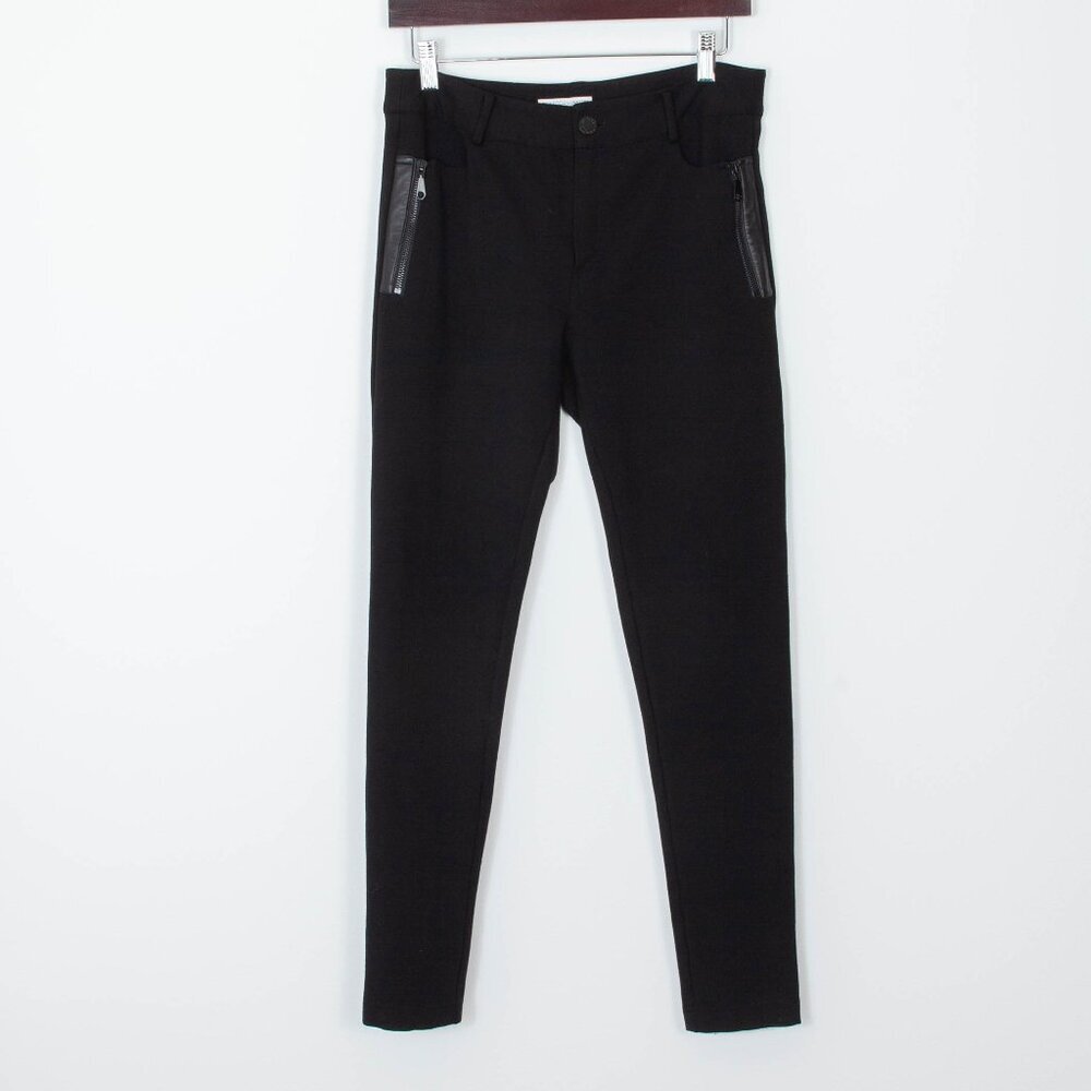 Rebecca Minkoff‎ Black Ponte Zipper Leather Pocket Career Pants Womens Size 4